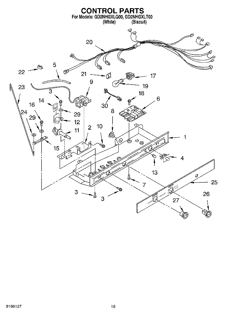CONTROL Diagram and Parts List for GD2NHGXLT00  Whirlpool Refrigerator