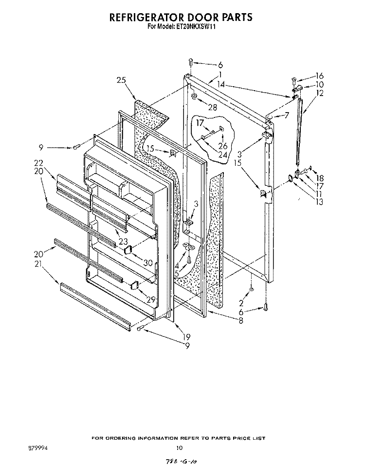 REFRIGERATOR DOOR , NOT ILLUSTRATED Diagram and Parts List for ET20NKXSW11  Whirlpool Refrigerator
