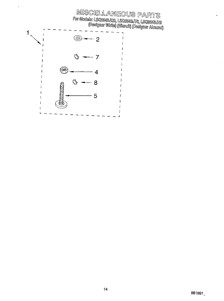 MISCELLANEOUS, OPTIONAL Diagram and Parts List for  Whirlpool Washer