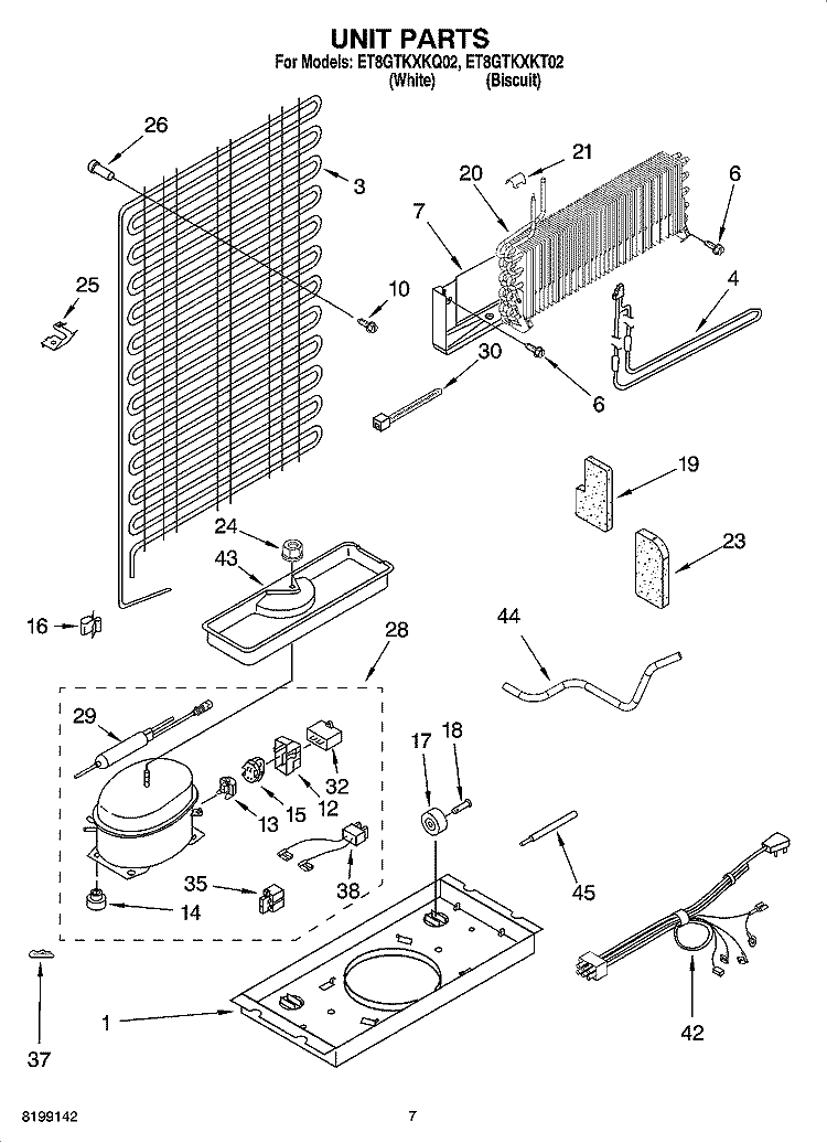 UNIT PARTS Diagram and Parts List for ET8GTKXKT02  Whirlpool Refrigerator