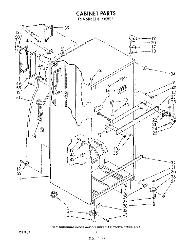 CABINET Diagram and Parts List for ET18HKXSW0B  Whirlpool Refrigerator