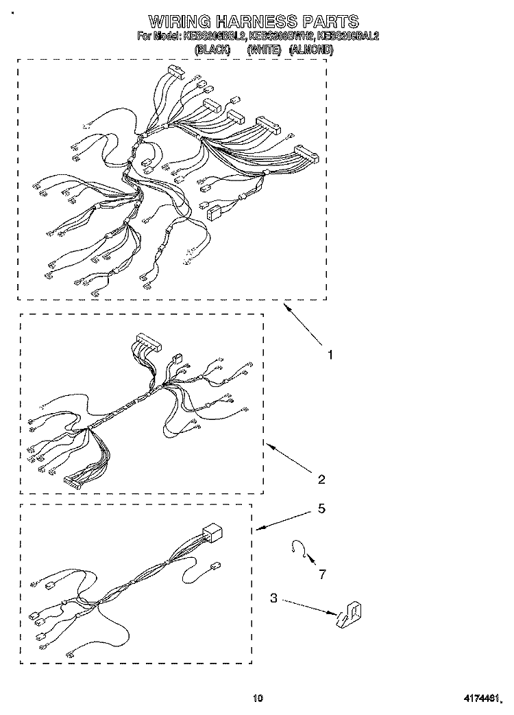 WIRING HARNESS Diagram and Parts List for KEBS208BBL2  KitchenAid Wall Oven