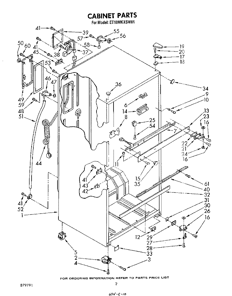 CABINET Diagram and Parts List for ET18MKXSW01  Whirlpool Refrigerator