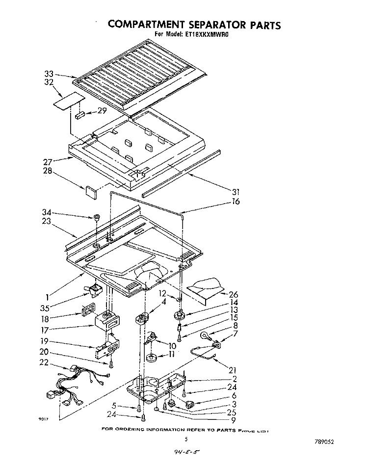 COMPARTMENT SEPARATOR Diagram and Parts List for ET18XKMWR0  Whirlpool Refrigerator