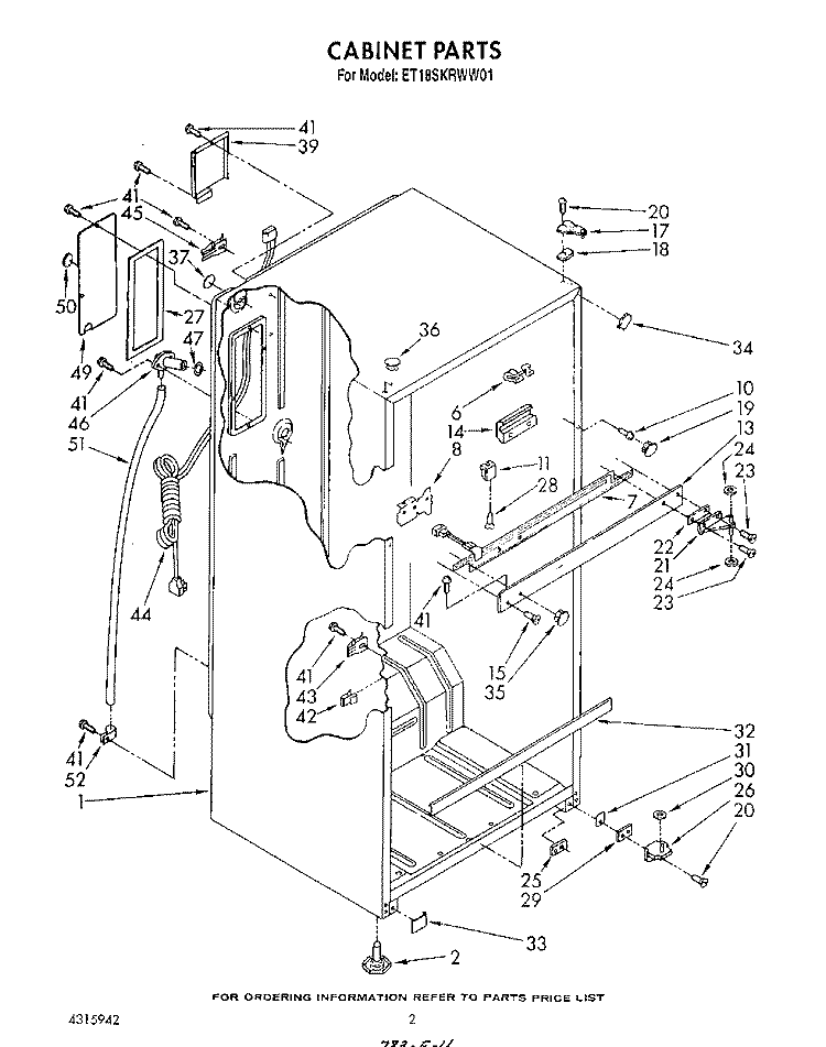 CABINET Diagram and Parts List for ET18SKRWN01  Whirlpool Refrigerator