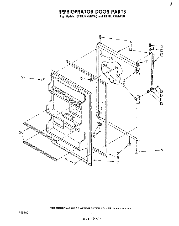 REFRIGERATOR DOOR , MISCELLANEOUS Diagram and Parts List for ET18JKXMWR0  Whirlpool Refrigerator