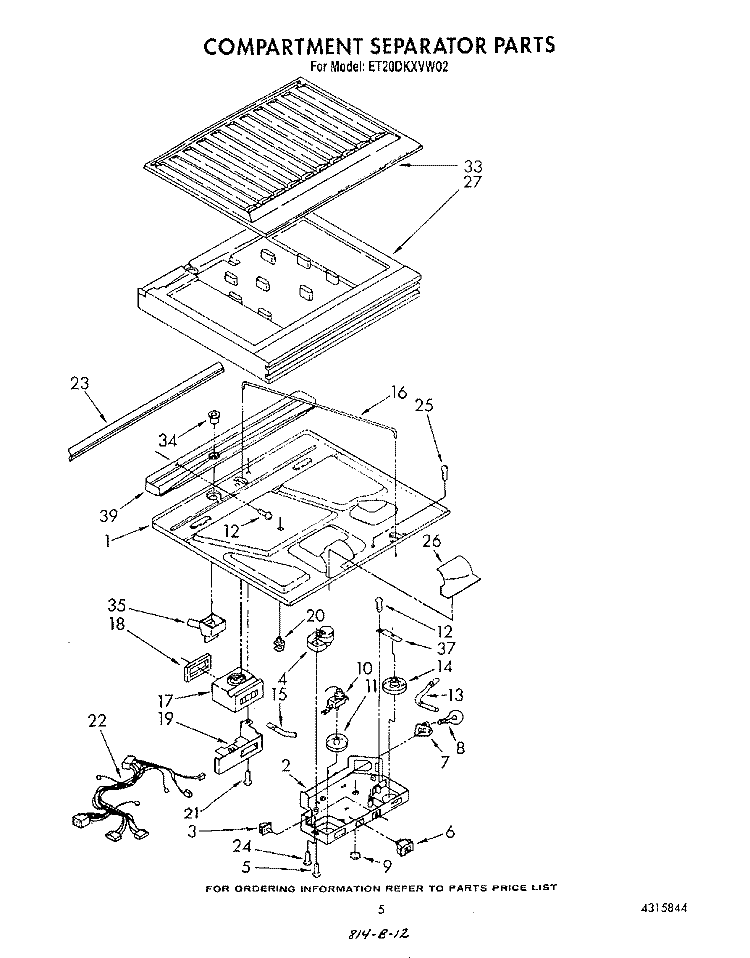 COMPARTMENT SEPARATOR Diagram and Parts List for ET20DKXVF02  Whirlpool Refrigerator