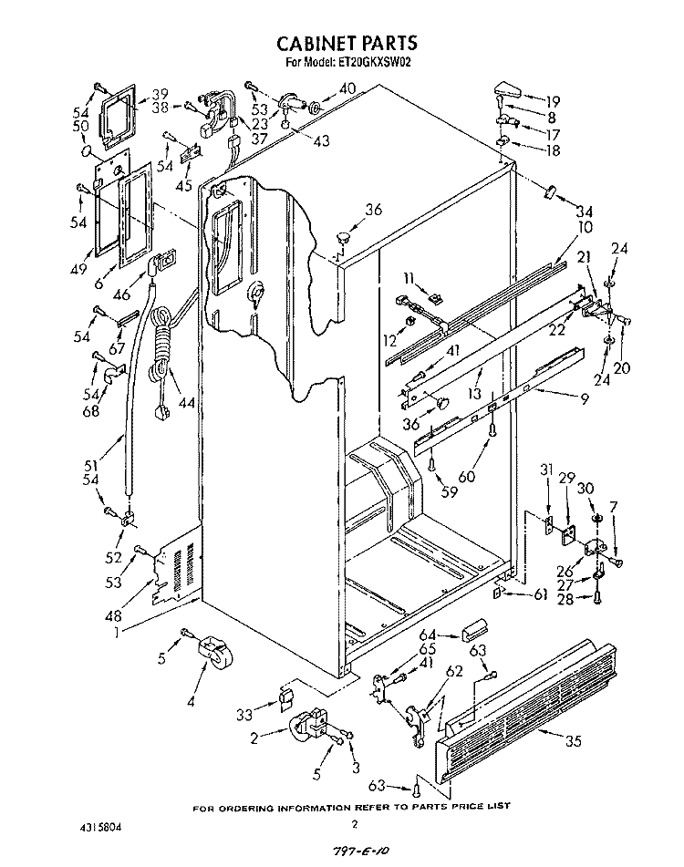 CABINET Diagram and Parts List for ET20GKXSW02  Whirlpool Refrigerator