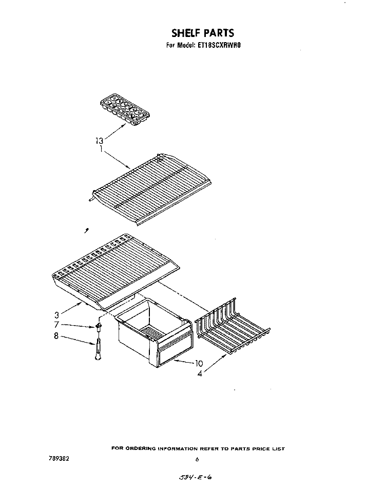SHELF Diagram and Parts List for ET18SCXRWR0  Whirlpool Refrigerator