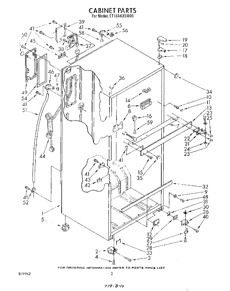 CABINET Diagram and Parts List for ET18AKXSW05  Whirlpool Refrigerator