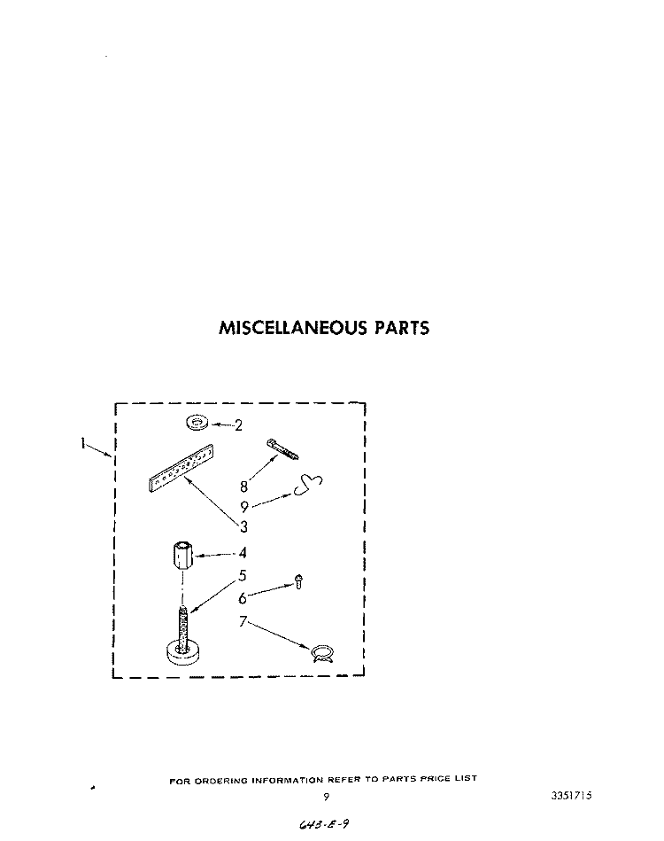 MISCELLANEOUS Diagram and Parts List for  Whirlpool Washer
