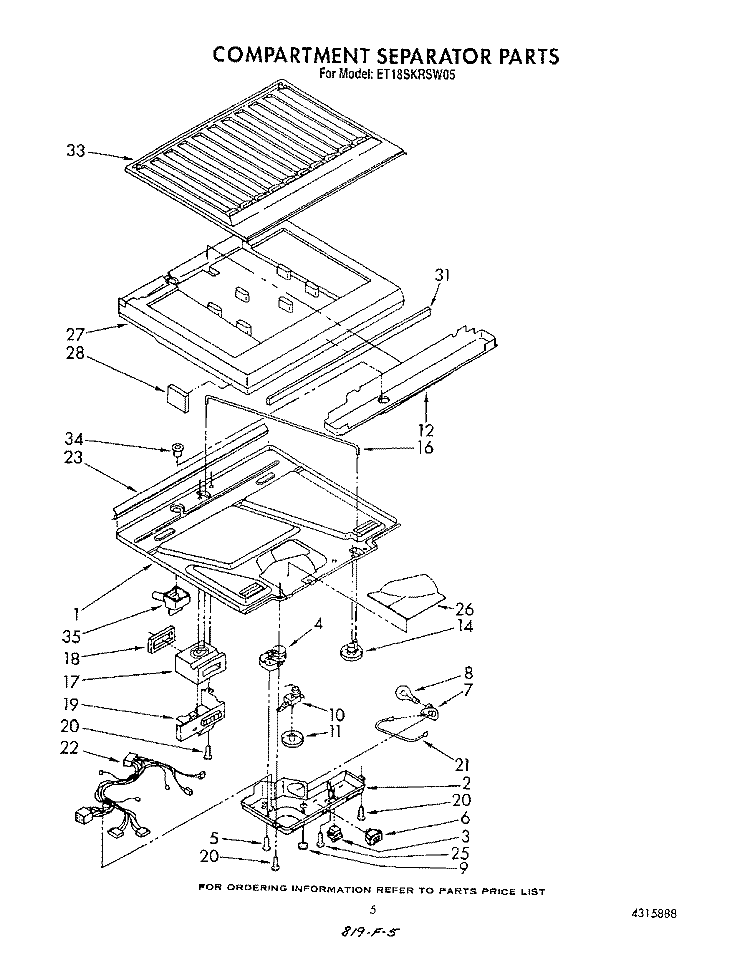 COMPARTMENT SEPARATOR Diagram and Parts List for ET18SKRSW05  Whirlpool Refrigerator