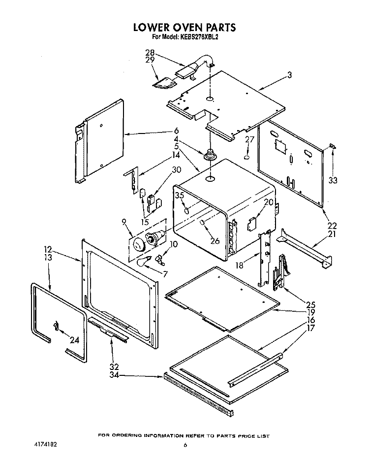 LOWER OVEN Diagram and Parts List for KEBS276XBL2  KitchenAid Wall Oven
