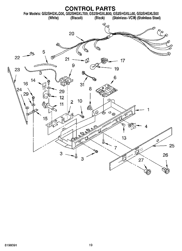 CONTROL, OPTIONAL Diagram and Parts List for GS2SHGXLS00  Whirlpool Refrigerator