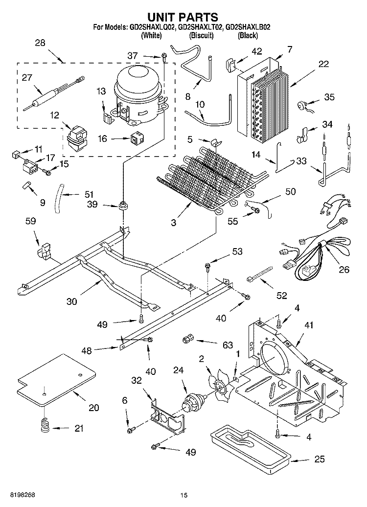 UNIT Diagram and Parts List for GD2SHAXLT02  Whirlpool Refrigerator