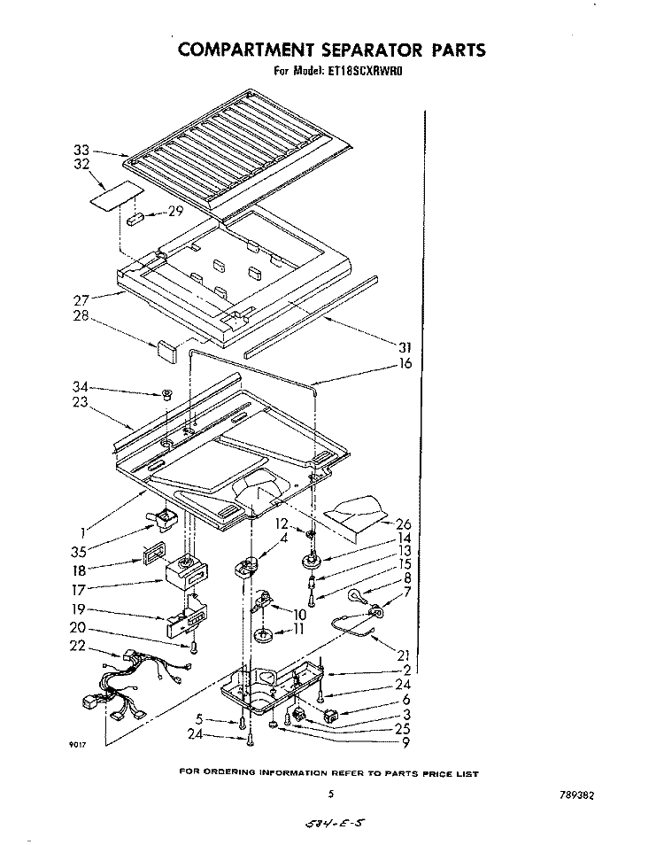 COMPARTMENT SEPARATOR Diagram and Parts List for ET18SCXRWR0  Whirlpool Refrigerator