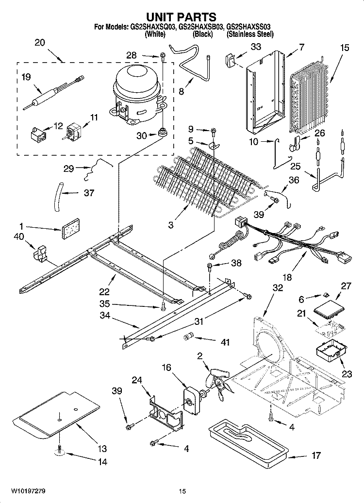 UNIT PARTS Diagram and Parts List for GS2SHAXSB03  Whirlpool Refrigerator