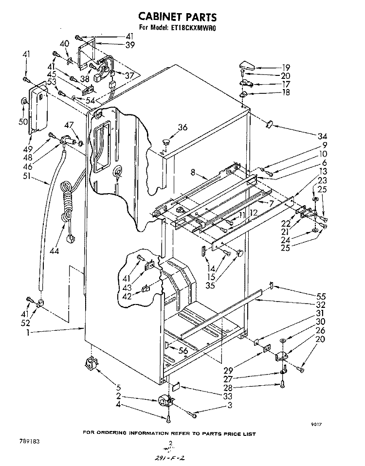 CABINET Diagram and Parts List for ET18CKXMWR0  Whirlpool Refrigerator
