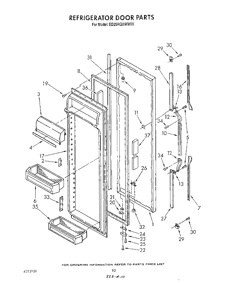 REFRIGERATOR DOOR Diagram and Parts List for ED25RQXWW00  Whirlpool Refrigerator
