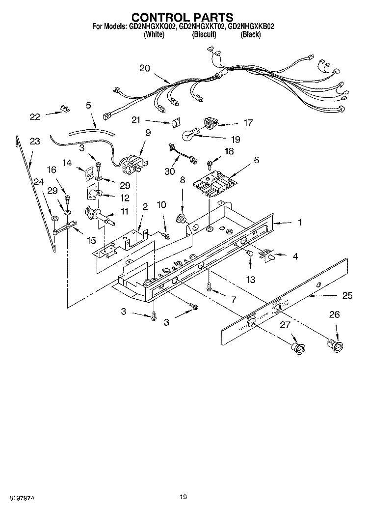 CONTROL Diagram and Parts List for GD2NHGXKT02  Whirlpool Refrigerator