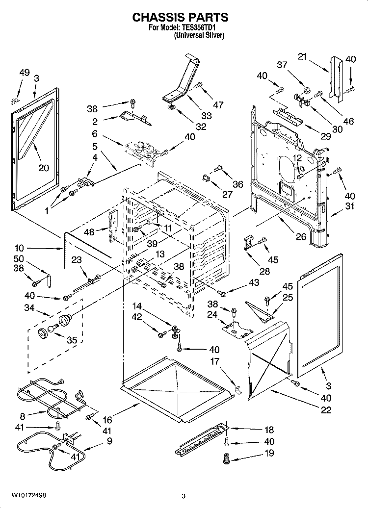 CHASSIS PARTS Diagram and Parts List for TES356TD1  Estate Range