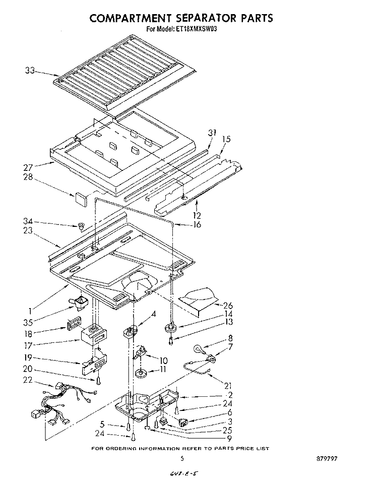 COMPARTMENT SEPARATOR Diagram and Parts List for ET18XMXSW03  Whirlpool Refrigerator