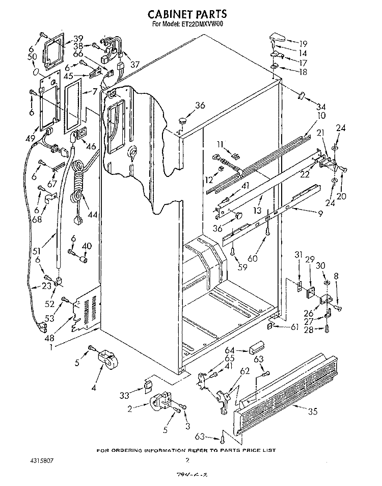 CABINET Diagram and Parts List for ET22DMXVF00  Whirlpool Refrigerator