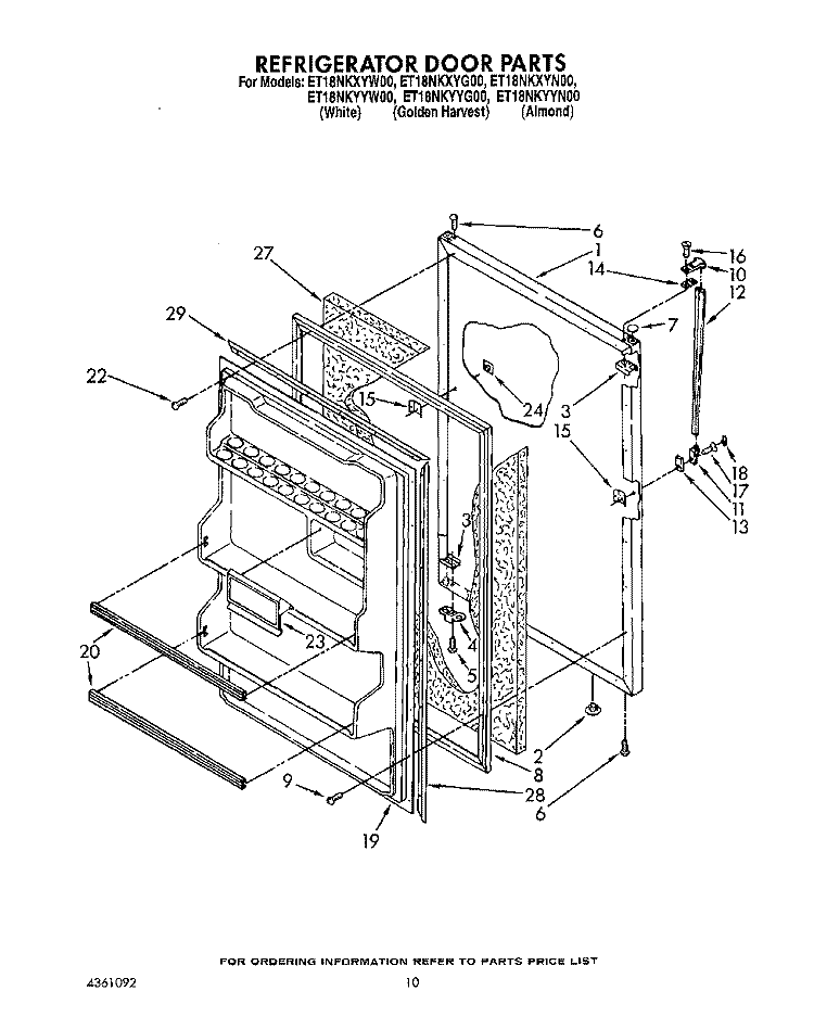 REFRIGERATOR DOOR, LIT/OPTIONAL Diagram and Parts List for ET18NKXYN00  Whirlpool Refrigerator