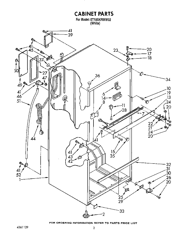 CABINET Diagram and Parts List for ET18SKRWW02  Whirlpool Refrigerator
