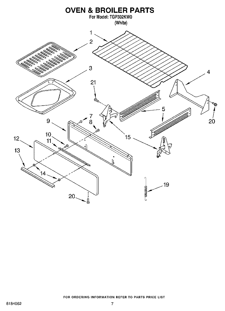 OVEN AND BROILER Diagram and Parts List for TGP302KW0  Estate Range
