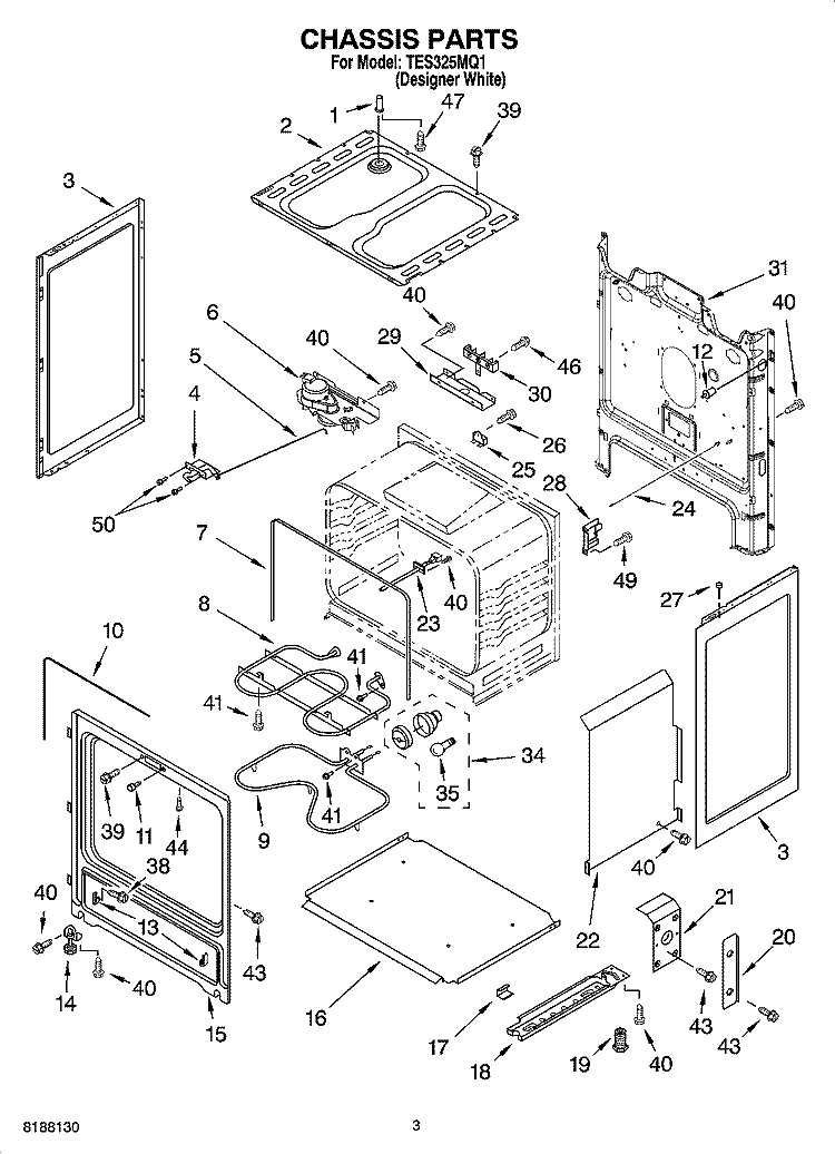 CHASSIS PARTS Diagram and Parts List for TES325MQ1  Estate Range