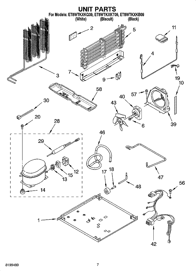 UNIT PARTS Diagram and Parts List for ET8WTKXKB09  Whirlpool Refrigerator