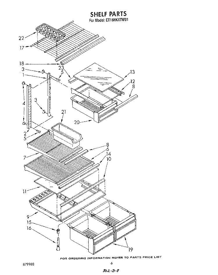 SHELF Diagram and Parts List for ET18HKXTN01  Whirlpool Refrigerator