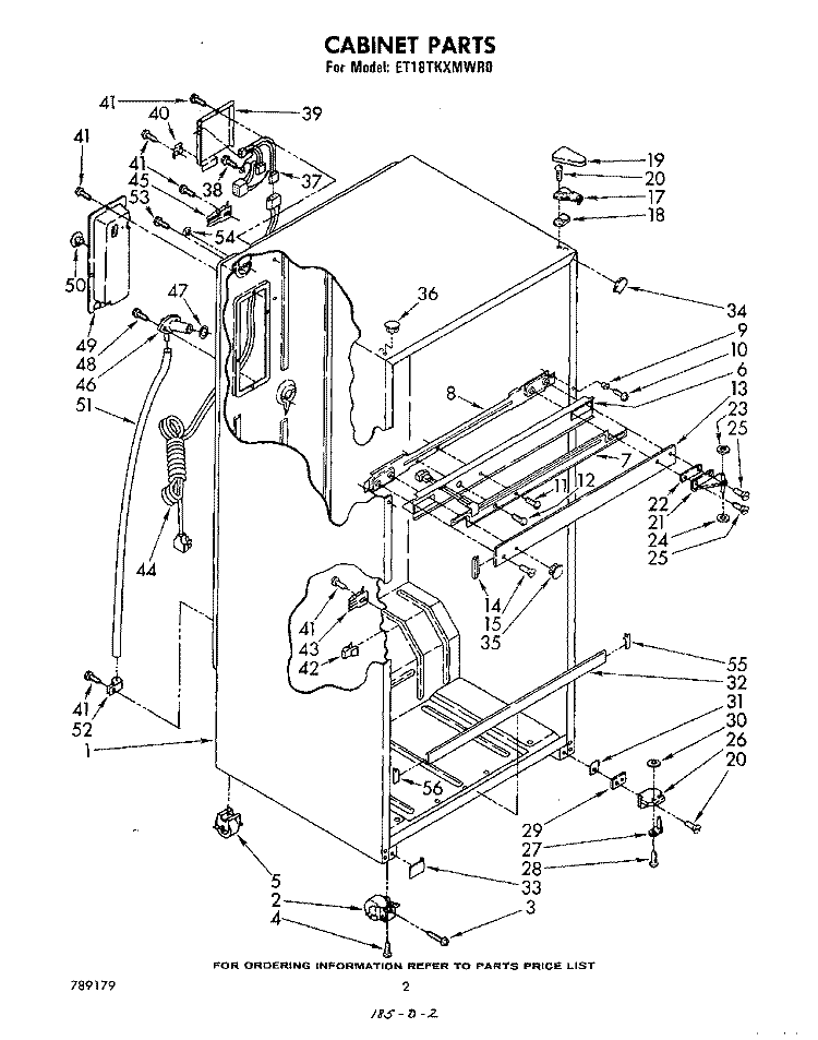 CABINET Diagram and Parts List for ET18TKXMWR0  Whirlpool Refrigerator