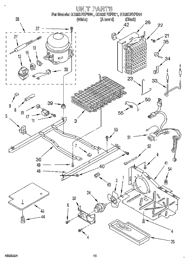 UNIT Diagram and Parts List for GD25DFXFW01  Whirlpool Refrigerator