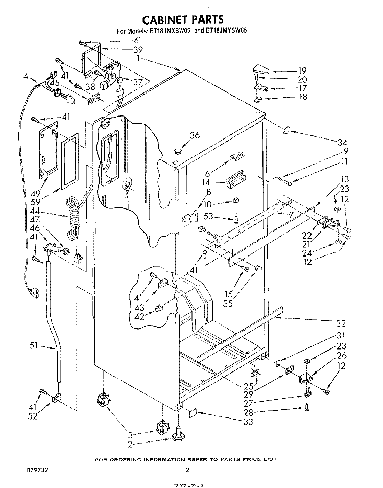 CABINET Diagram and Parts List for ET18JMYSN05  Whirlpool Refrigerator