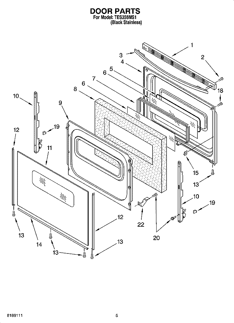 DOOR PARTS Diagram and Parts List for TES356MS1  Estate Range