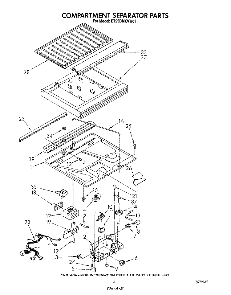 COMPARTMENT SEPARATOR Diagram and Parts List for ET25DMXVF01  Whirlpool Refrigerator
