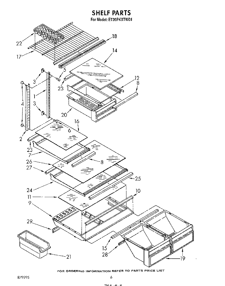 SHELF Diagram and Parts List for ET20PKXTG01  Whirlpool Refrigerator