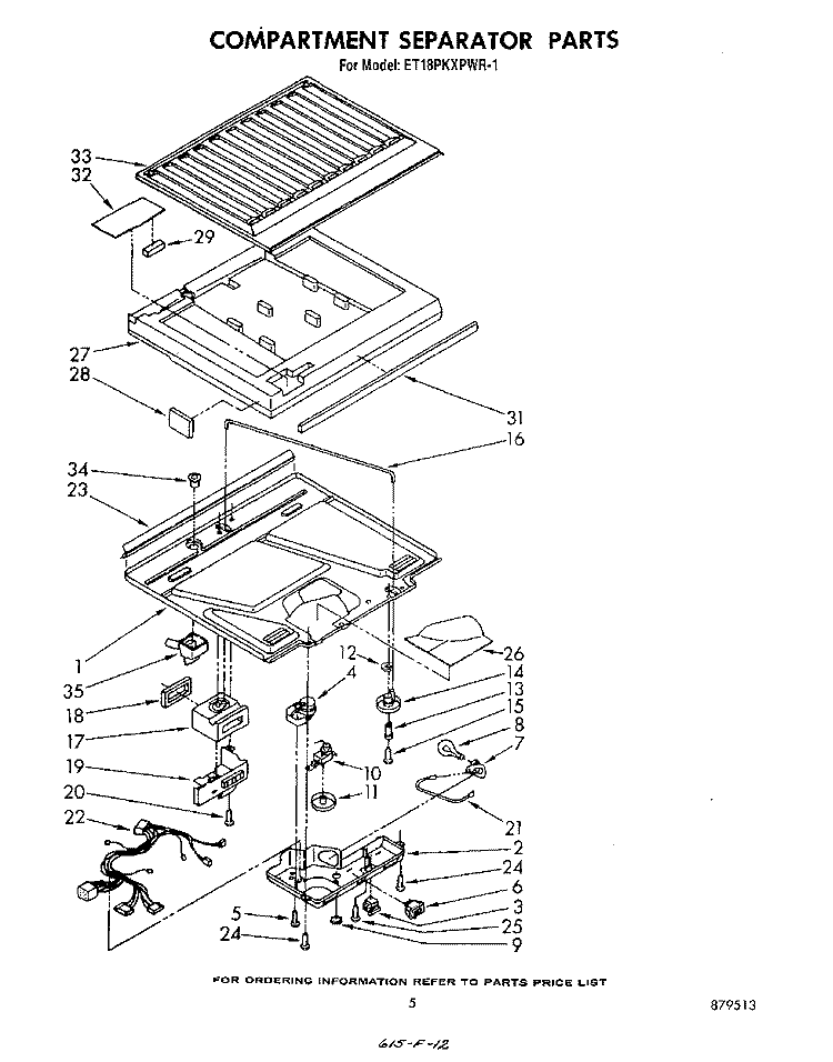 COMPARTMENT SEPARATOR Diagram and Parts List for ET18PKXPWR1  Whirlpool Refrigerator