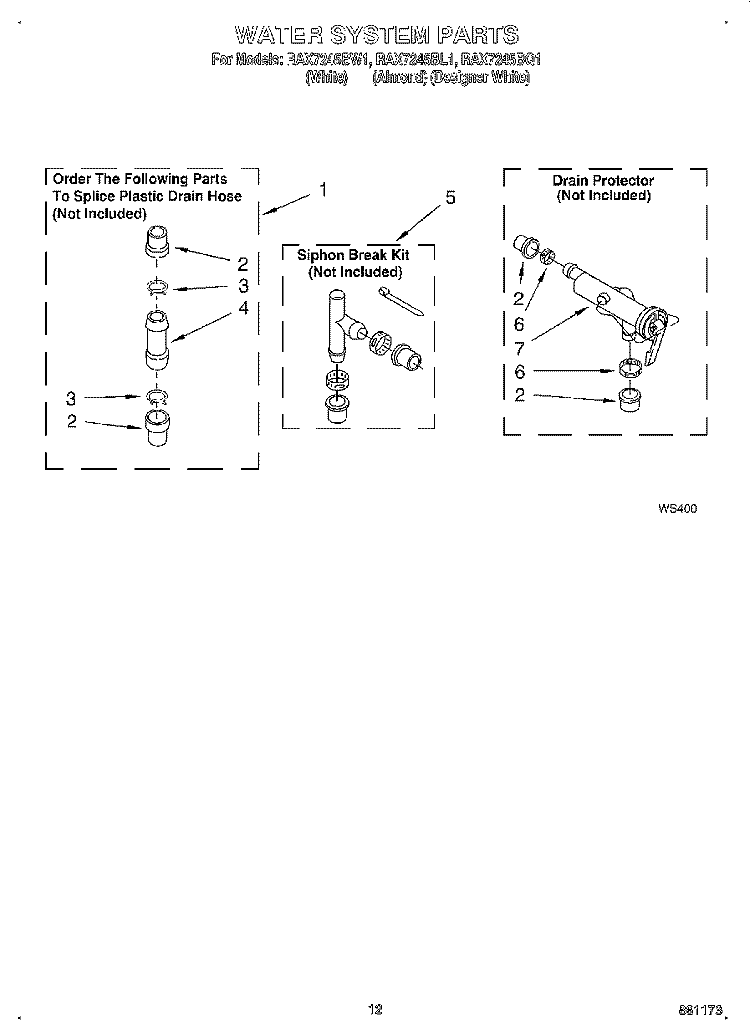 WATER SYSTEM Diagram and Parts List for  Roper Washer