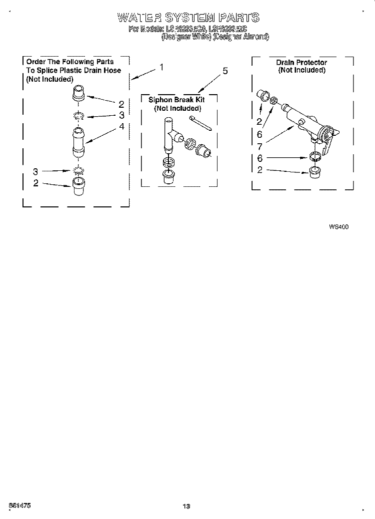 WATER SYSTEM Diagram and Parts List for  Whirlpool Washer