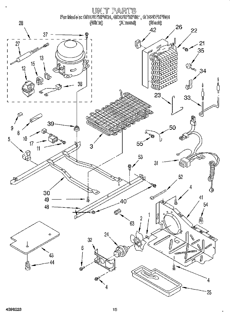 UNIT Diagram and Parts List for GD27DFXFB01  Whirlpool Refrigerator