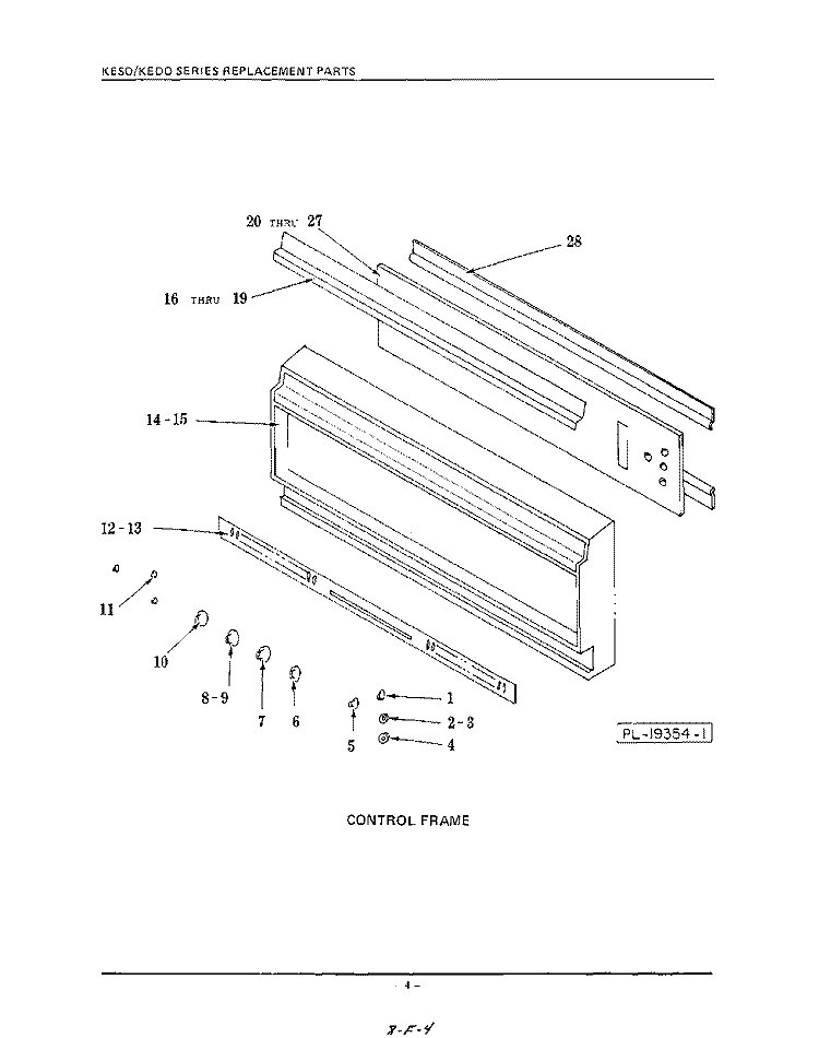 CONTROL FRAME Diagram and Parts List for  KitchenAid Wall Oven