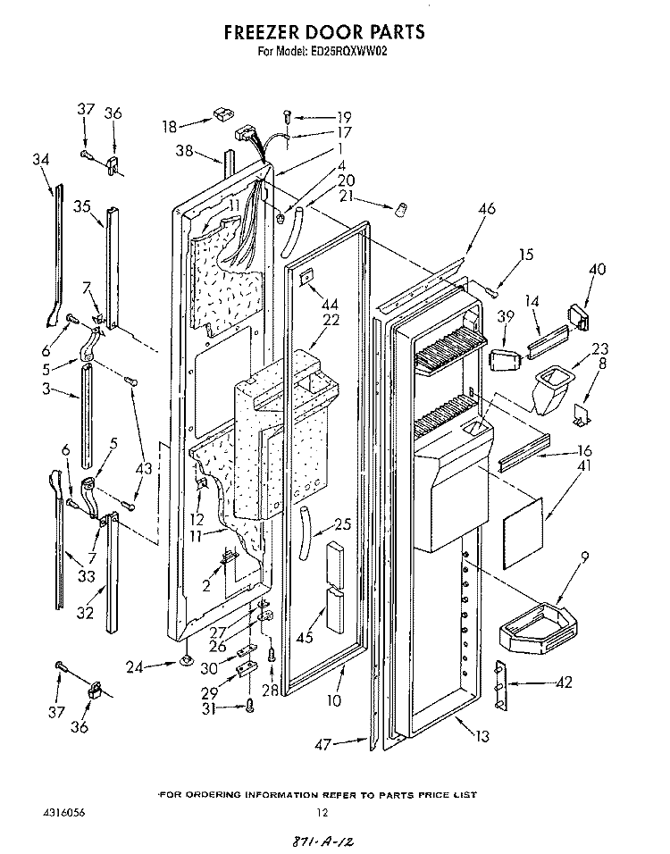FREEZER DOOR Diagram and Parts List for ED25RQXWW02  Whirlpool Refrigerator