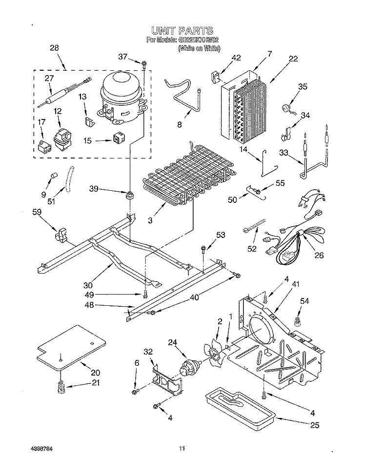 UNIT Diagram and Parts List for GD22DKXHW02  Whirlpool Refrigerator