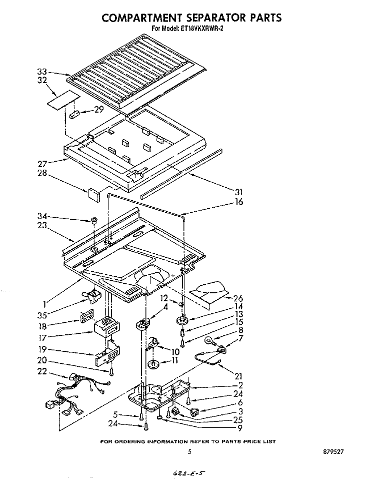 COMPARTMENT SEPARATOR Diagram and Parts List for ET18VKXRWR2  Whirlpool Refrigerator