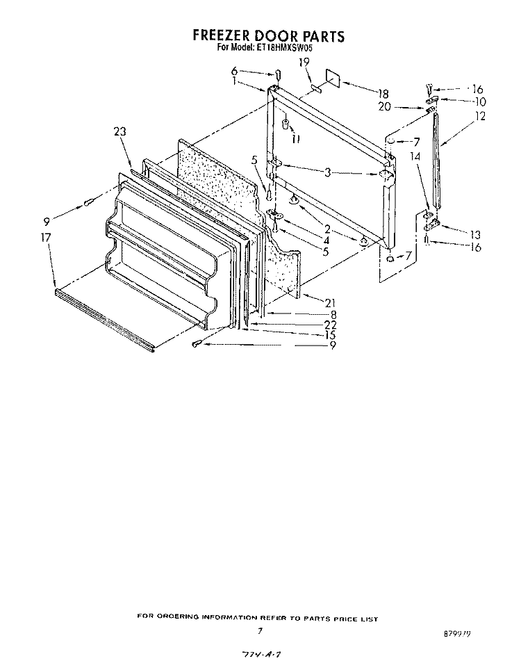 FREEZER DOOR Diagram and Parts List for ET18HMXSW05  Whirlpool Refrigerator
