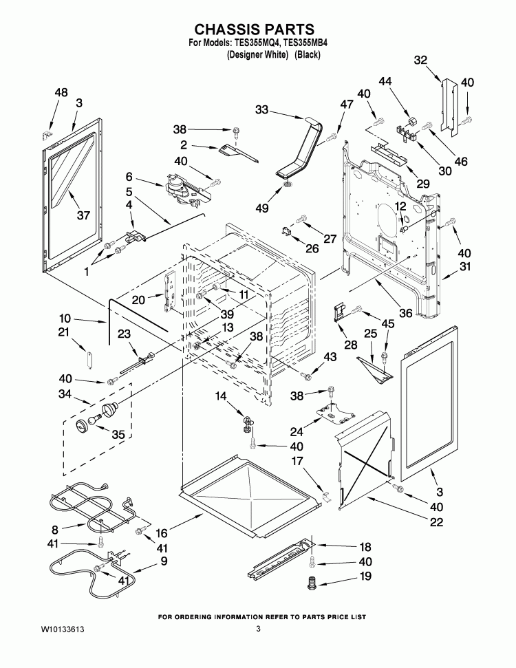 CHASSIS PARTS Diagram and Parts List for TES355MB4  Estate Range
