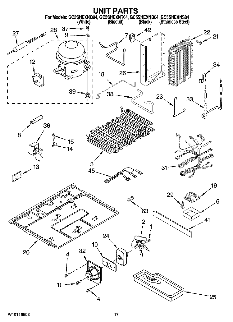UNIT PARTS Diagram and Parts List for GC5SHEXNQ04  Whirlpool Refrigerator